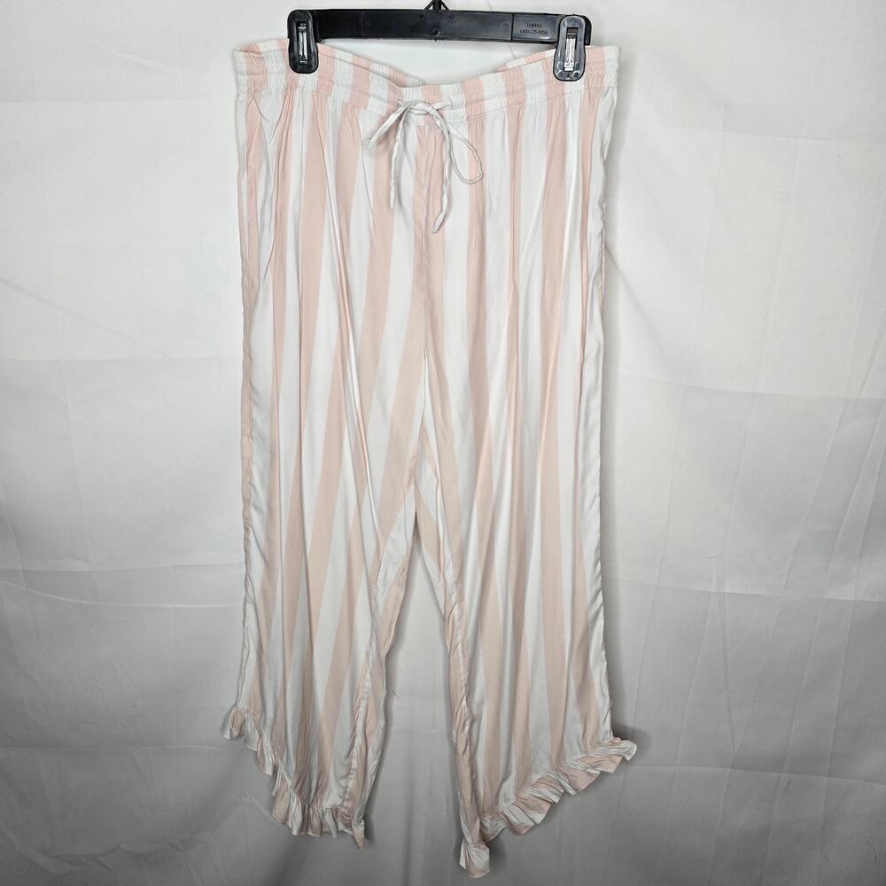 Show Me Your MuMu Cream and Beige Stripe Ruffle Hem Pajama Pants